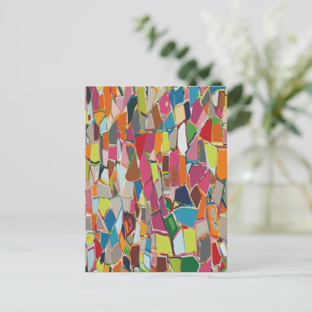 Modern Art Geometric Deco Multi-colour Holiday Postcard (Standing Front)