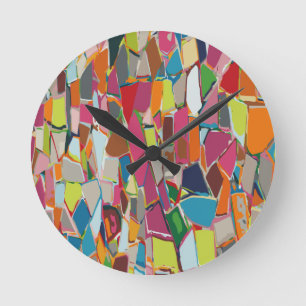 Modern Art Geometric Deco Multi-colour Round Clock