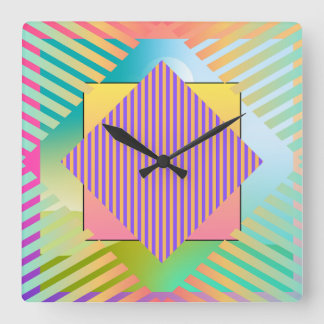 Modern Art Graphics Design 1 Forms Lines Colors Square Wall Clock