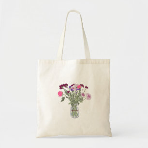 Modern Art Happy Colourful Wildflowers +Custom Nam Tote Bag