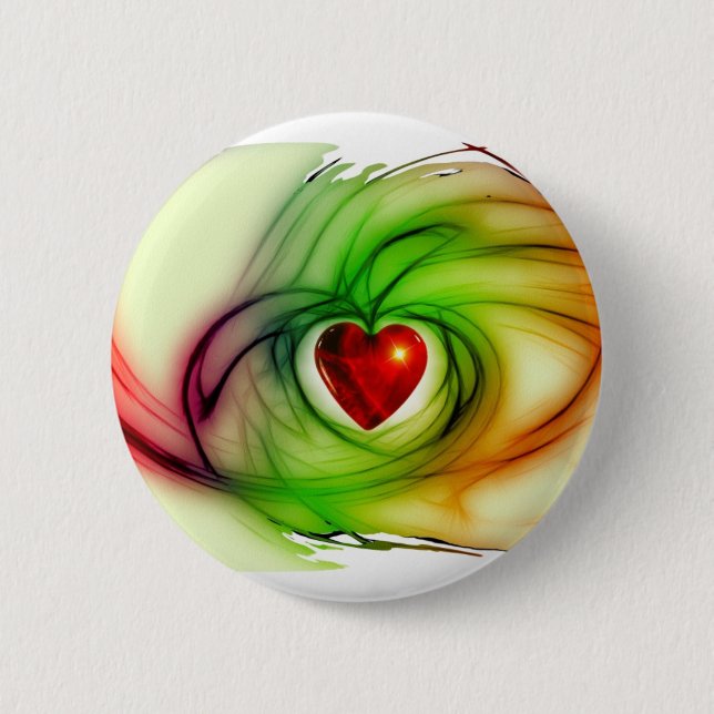 Modern art heart, chic love pattern gifts for her 2 inch round button (Front)
