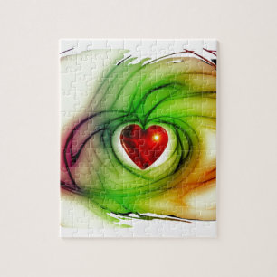 Modern art heart, chic love pattern gifts for her jigsaw puzzle