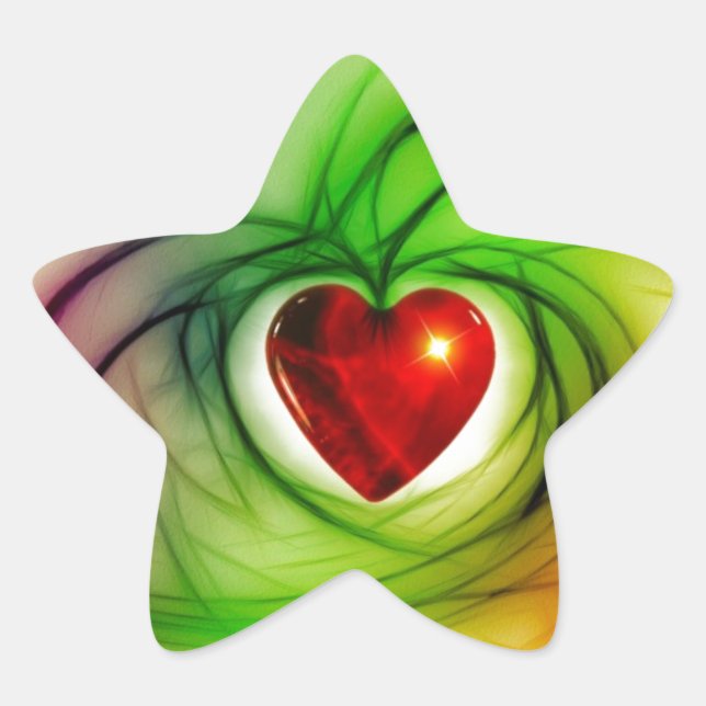 Modern art heart, chic love pattern gifts for her star sticker (Front)