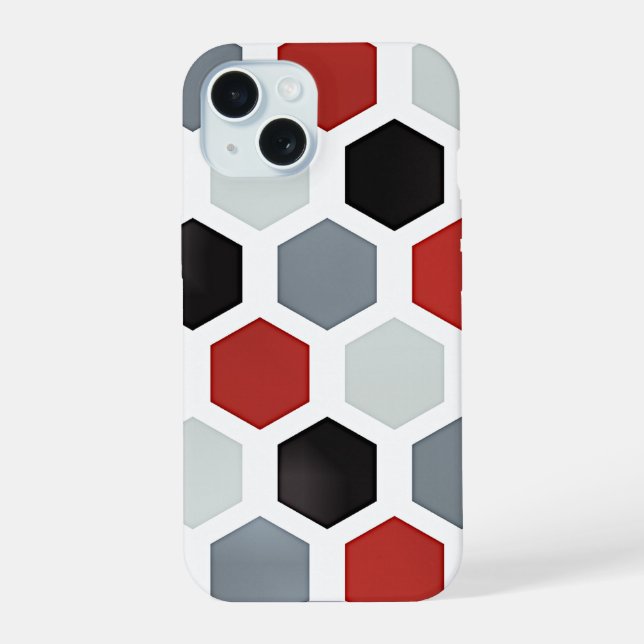Modern Art Hexagon Pattern iPhone 15 Case (Back)