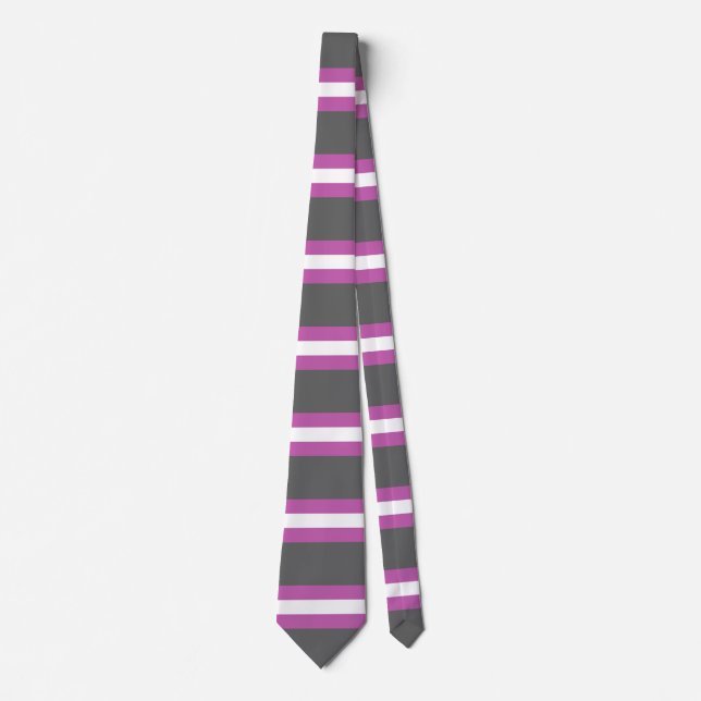 Modern Art Horizontal Stripes Pink White Grey Tie (Front)