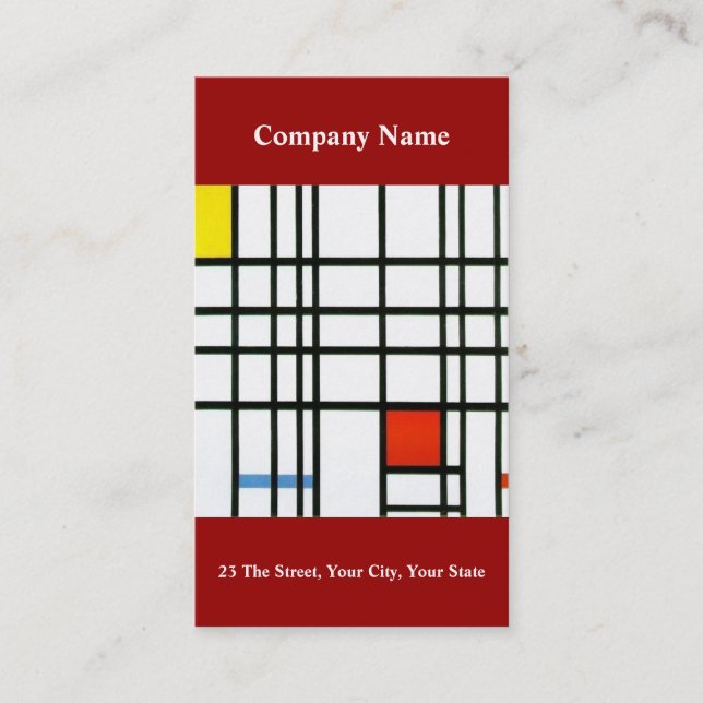 Modern Art Inspired  Business Card red (Front)