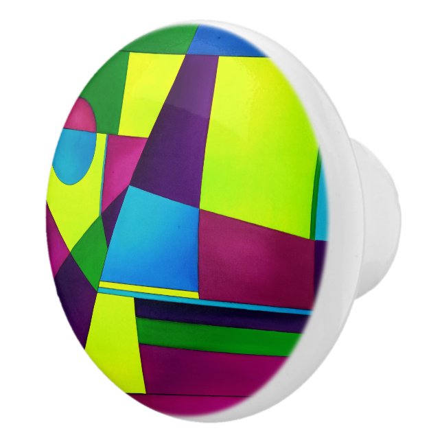 Modern Art Knob in Green, Blue and Purple (Right)
