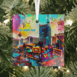 Modern Art Las Vegas Glass Ornament