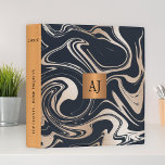 Modern art marble painting black gold monogrammed binder<br><div class="desc">Trendy modern glamourous marbled brush strokes abstract pattern in blush faux rose gold glitter and gold foil making an elegant binder with a faux metallic copper monogrammed geometric square. Suitable for a makeup artist | wedding planner | hairstylist | fashion stylist | home interior decorator | designer | architect |...</div>