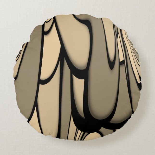 Modern Art Melting Brown Hues  Round Pillow (Front)