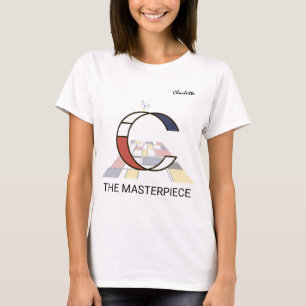 Modern Art Monogram And Cute Bird - Letter "C" T-Shirt