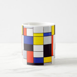 Modern Art Mug - Piet Mondrian's Retro Harmony