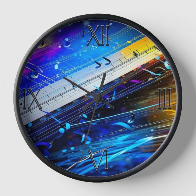 Modern art Music note Wall Clock 10-inch round (Front)
