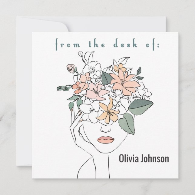 Modern Art Notecard Stationery Personalize Name (Front)