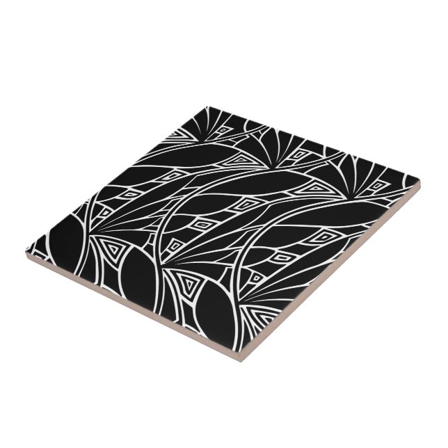 Modern art nouveau tessellations black and white tile (Side)