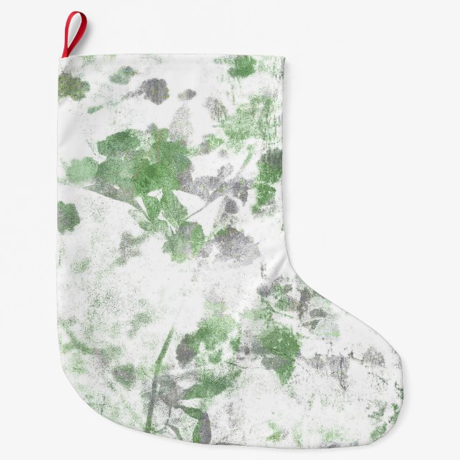 Modern art of flower pattern and wall texture mix large christmas stocking (Front)
