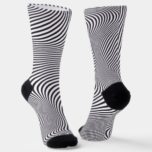 Modern Art Op-Art MCM Black White Zebra Stripes Socks