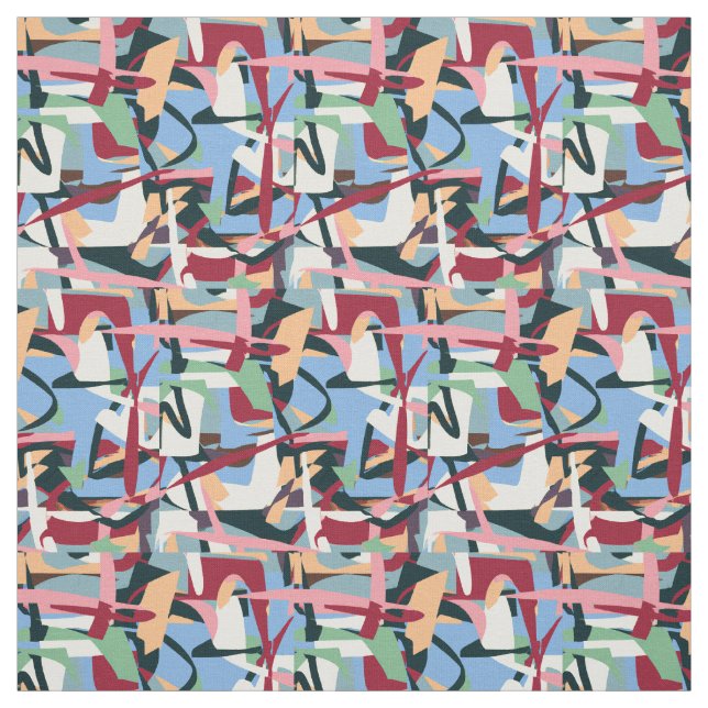 Modern Art Paint Streaks DeKooning Style Fabric (Swatch)