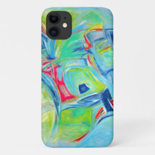 Modern Art Painting Expressive Green and Blue Colo iPhone 11 Case
