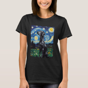 Modern Art Painting Van Gogh Starry Night Dog T-Shirt