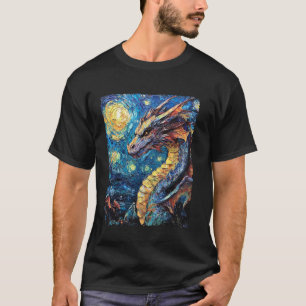 Modern Art Painting Van Gogh Starry Night Dragon T-Shirt