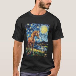 Modern Art Painting Van Gogh Starry Night Horse T-Shirt
