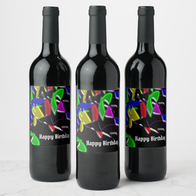 Modern art paintings ,Colour explosion Wine Label (Bottles)