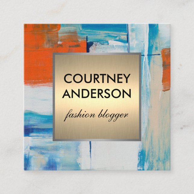 Modern Art | Pattern Gold Metallic Square Business Card (Front)