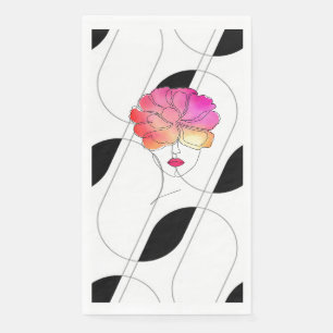 “Modern Art Peony Hair”. Guest Paper Towels Napkin