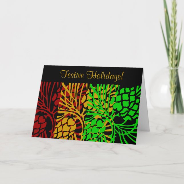 Modern Art Pine Cone Holiday Card (Front)
