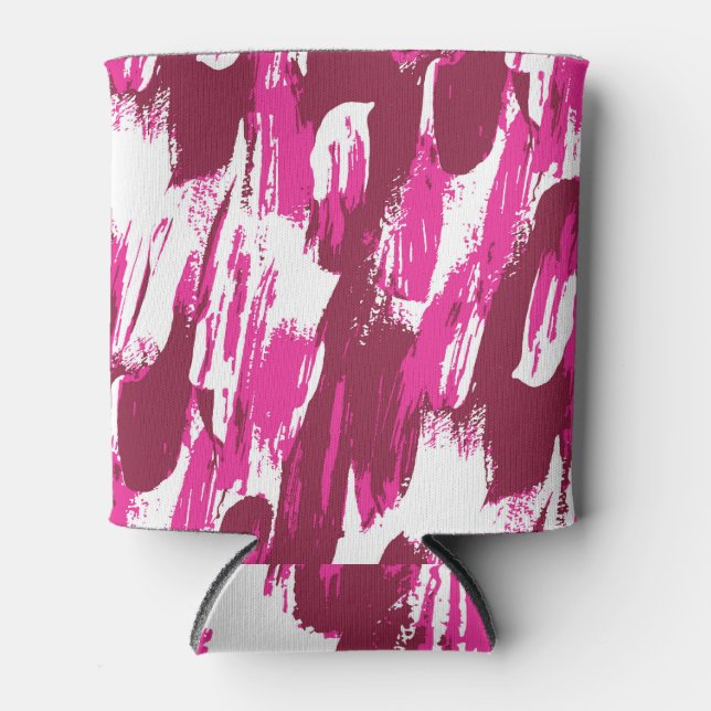 Modern Art: Pink Brush Stroke Pattern Can Cooler (Front)