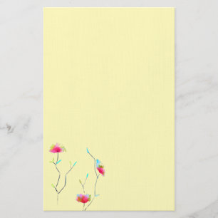 Modern art simple floral pink stationery
