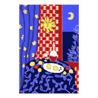 Modern Art Still Life with Lemons and Wine