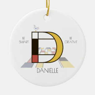 Modern Art Style Monogram. Letter D Ceramic Ornament