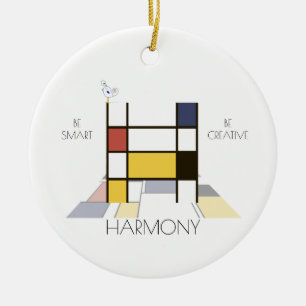 Modern Art Style Monogram. Letter H Ceramic Ornament
