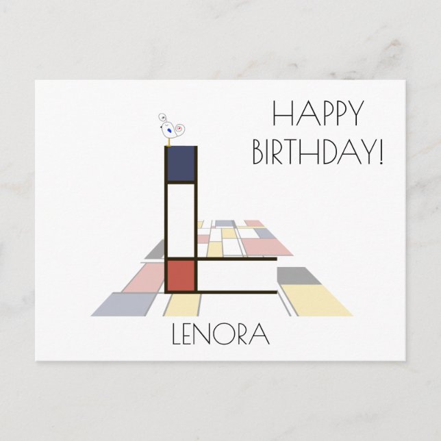 Modern Art Style Monogram. Letter L Postcard (Front)