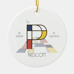 Modern Art Style Monogram. Letter P Ceramic Ornament