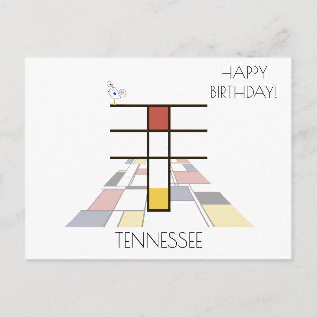 Modern Art Style Monogram. Letter T Postcard (Front)