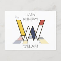 Modern Art Style Monogram. Letter W