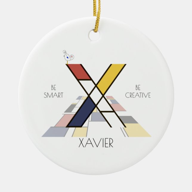 Modern Art Style Monogram. Letter X Ceramic Ornament (Front)