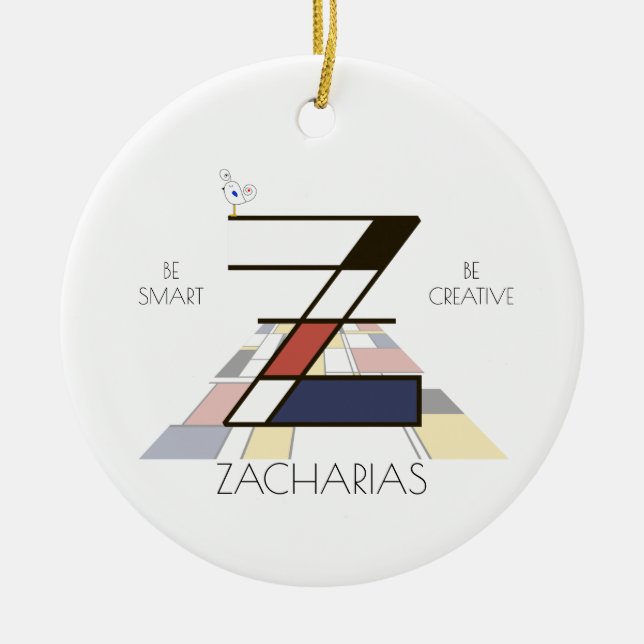 Modern Art Style Monogram. Letter Z Ceramic Ornament (Front)