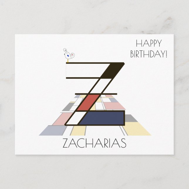 Modern Art Style Monogram. Letter Z Postcard (Front)
