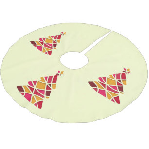 Modern Art Stylish red and gold Christmas Tree Brushed Polyester Tree Skirt