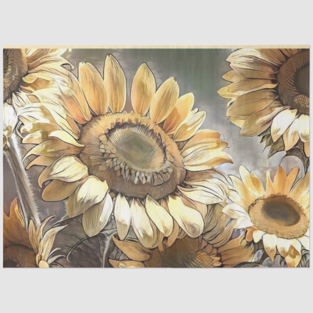 Modern Art Sunflowers On Field Collection Tissue Paper (Front)