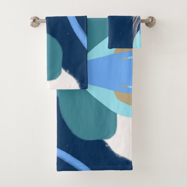 Modern Art Surprise Boy Gold Lettering Baby Shower Bath Towel Set (Insitu)