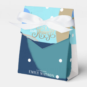 Modern Art Surprise Boy Gold Lettering Baby Shower Favor Box