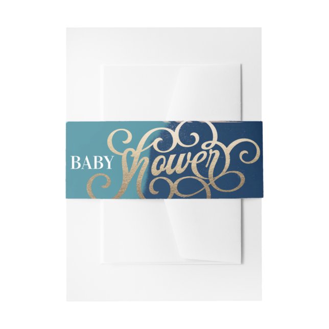 Modern Art Surprise Boy Gold Lettering Baby Shower Invitation Belly Band (Front Example)