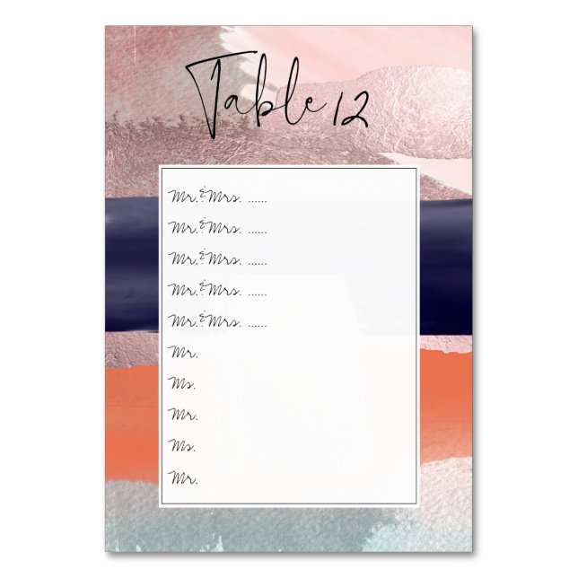 Modern Art Table Nos./Pin It to Seating Board Table Number (Front)