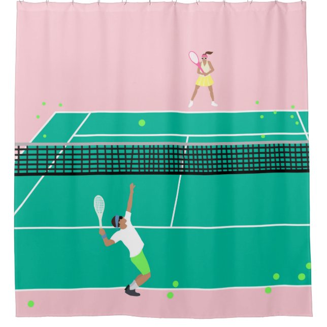 Modern Art Tennis Match Player Pink Green    (Front)