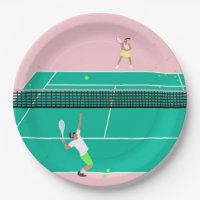Modern Art Tennis Match Player Pink Green  